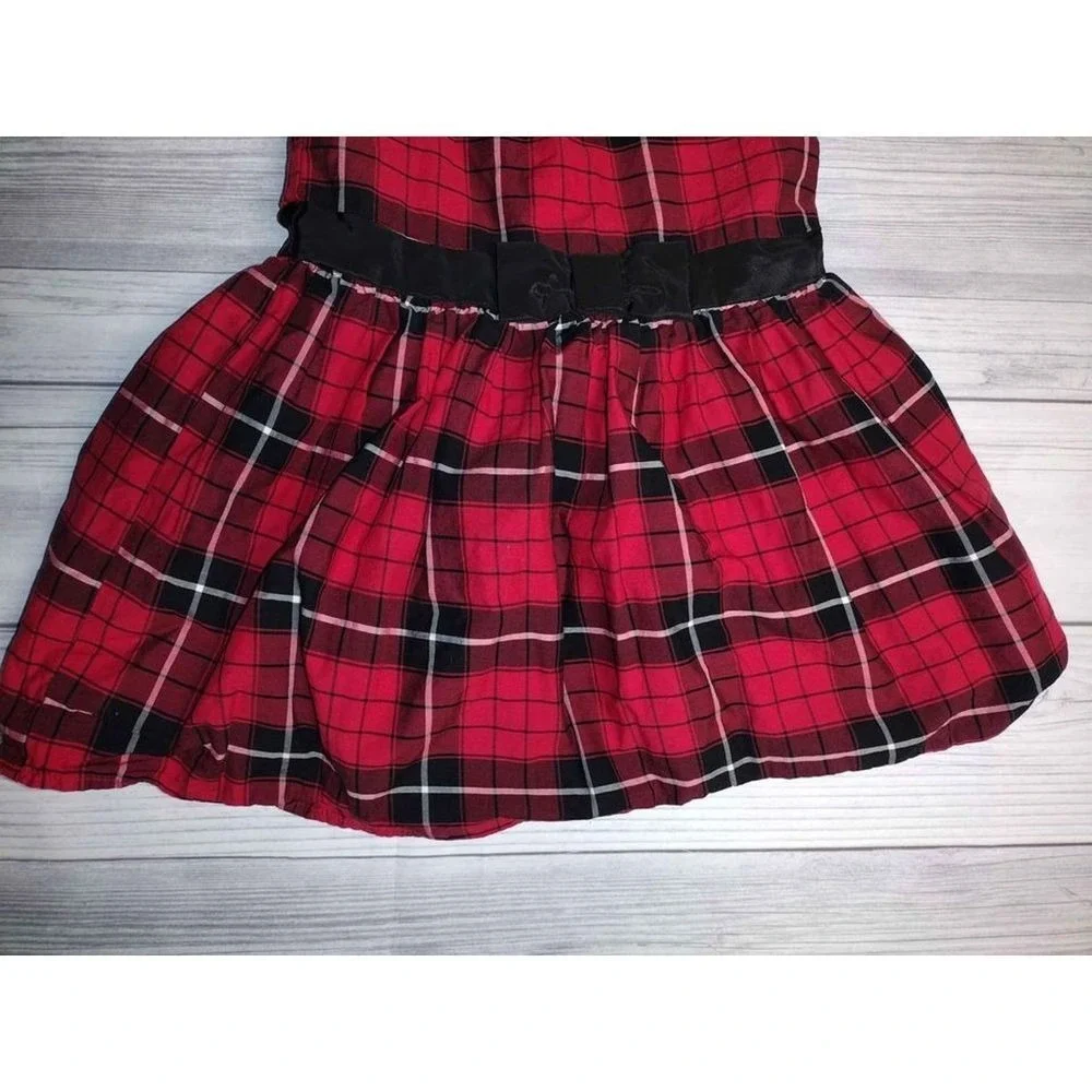 The Childrens Place Red Plaid Sleeveless Dress Girls‎ Size 3T Button Back